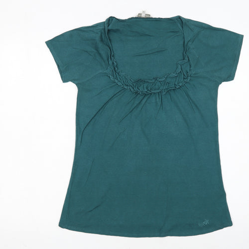 Rocha John Rocha Women's Green Size 14 Ruffle Scoop Neck T-Shirt