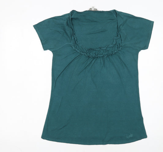 Rocha John Rocha Women's Green Size 14 Ruffle Scoop Neck T-Shirt