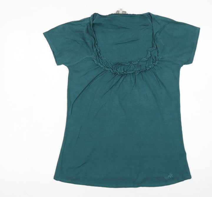Rocha John Rocha Women's Green Size 14 Ruffle Scoop Neck T-Shirt