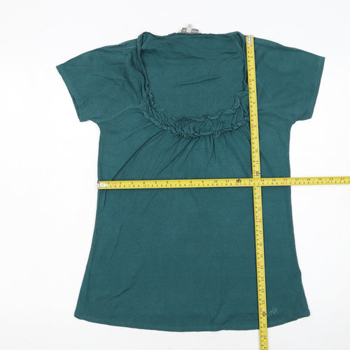 Rocha John Rocha Women's Green Size 14 Ruffle Scoop Neck T-Shirt
