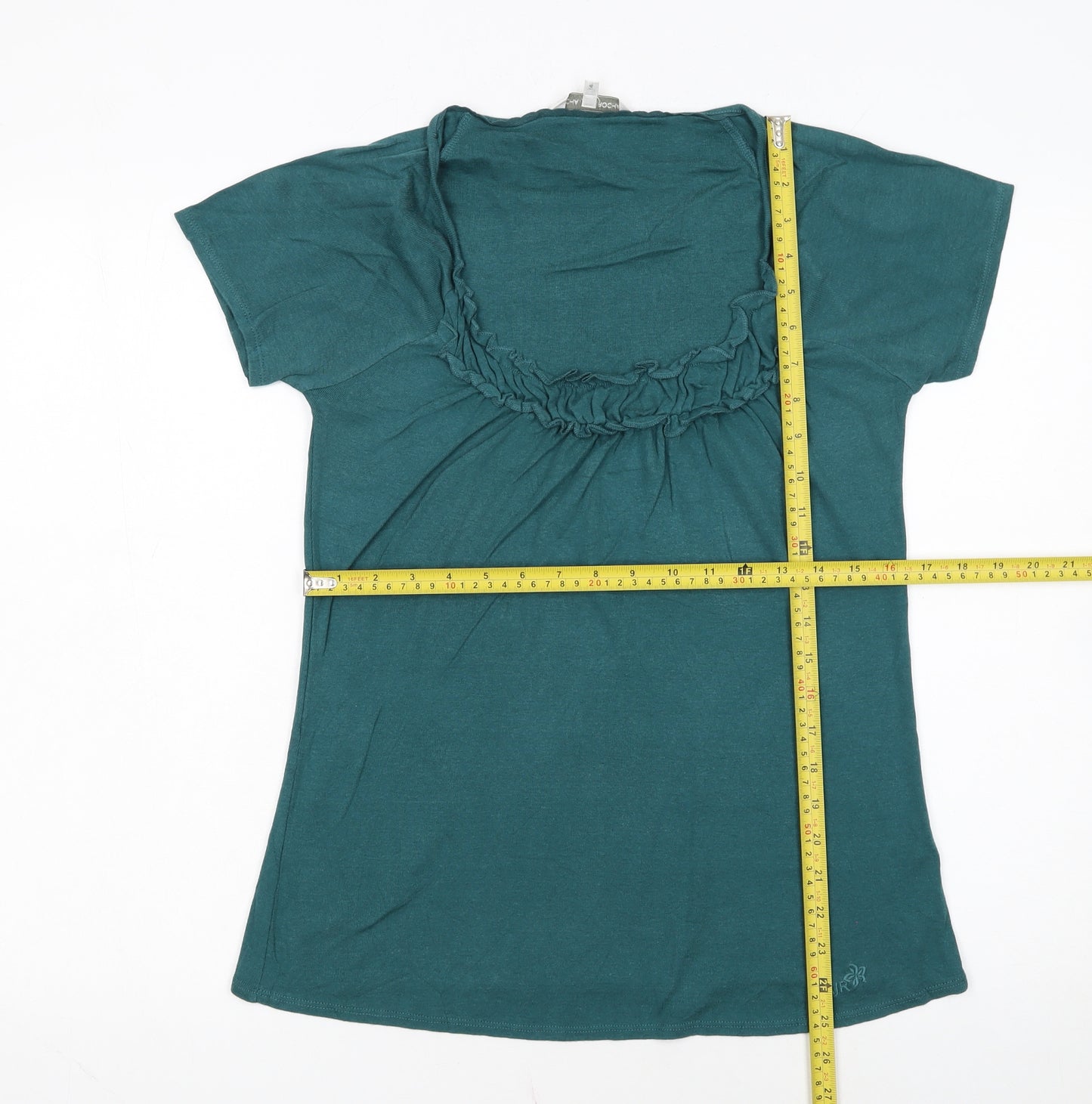 Rocha John Rocha Women's Green Size 14 Ruffle Scoop Neck T-Shirt