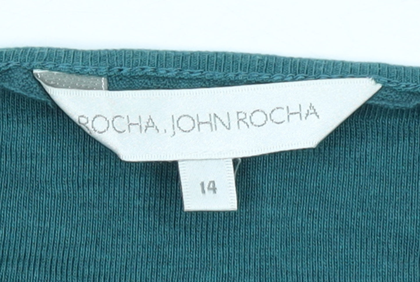 Rocha John Rocha Women's Green Size 14 Ruffle Scoop Neck T-Shirt