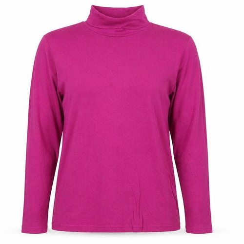 Isle Womens Pink Roll Neck Long Sleeve Cotton Top Size L 14-16