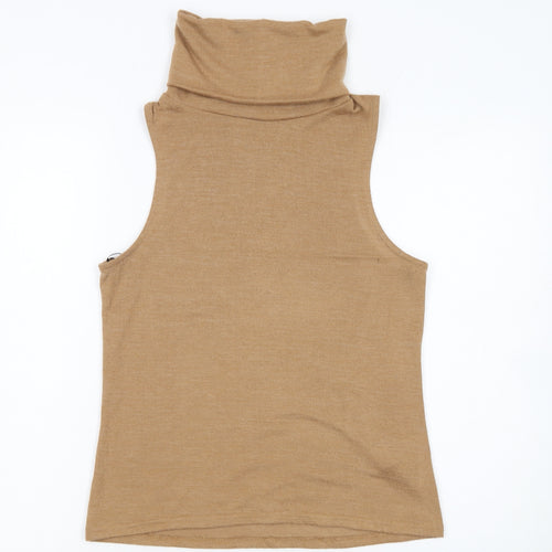 New Look Women’s Brown Roll Neck Sleeveless Slim Fit Top UK 8