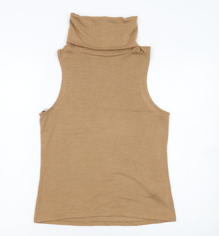 New Look Women’s Brown Roll Neck Sleeveless Slim Fit Top UK 8