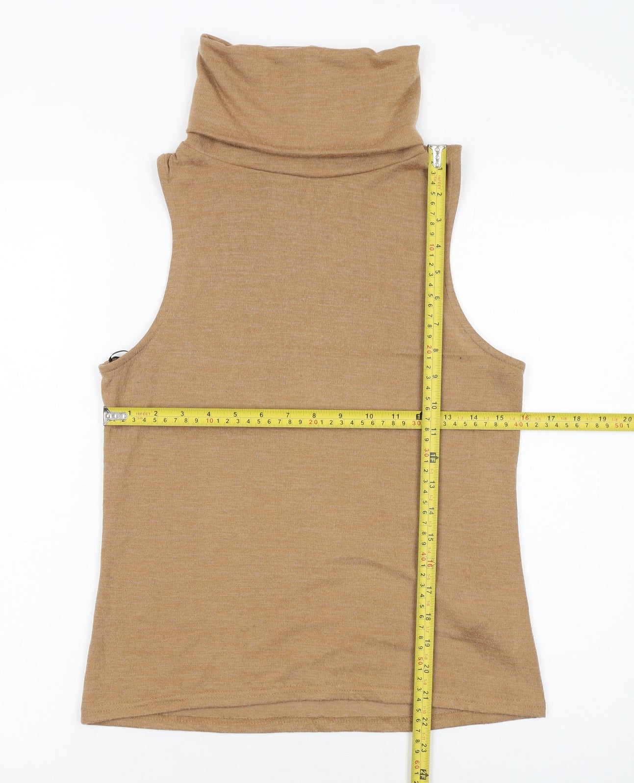 New Look Women’s Brown Roll Neck Sleeveless Slim Fit Top UK 8