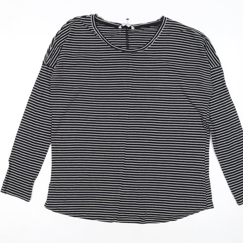 Boden Women Black Striped Long Sleeve Jersey Top UK 12