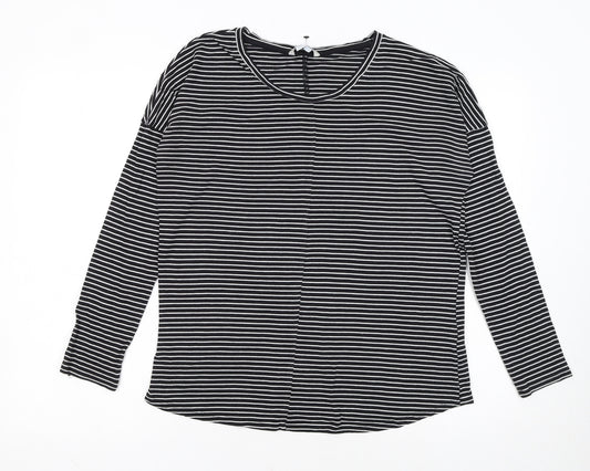 Boden Women Black Striped Long Sleeve Jersey Top UK 12