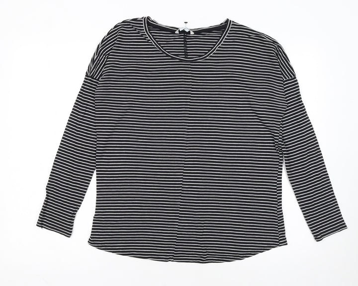 Boden Women Black Striped Long Sleeve Jersey Top UK 12