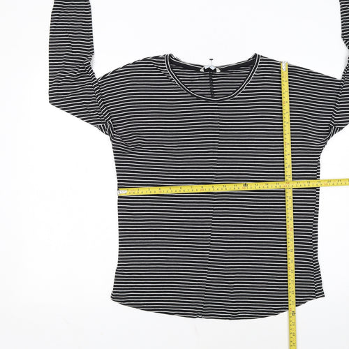 Boden Women Black Striped Long Sleeve Jersey Top UK 12
