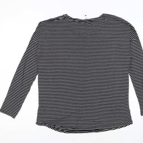 Boden Women Black Striped Long Sleeve Jersey Top UK 12