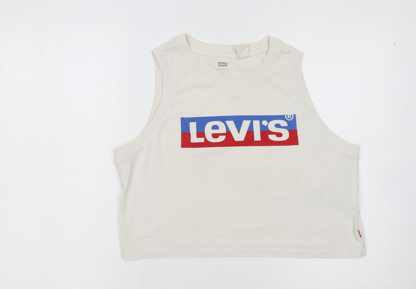 Levi's Women's Ivory Cropped Tank Top S Cotton Sleeveless