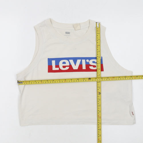Levi's Women's Ivory Cropped Tank Top S Cotton Sleeveless