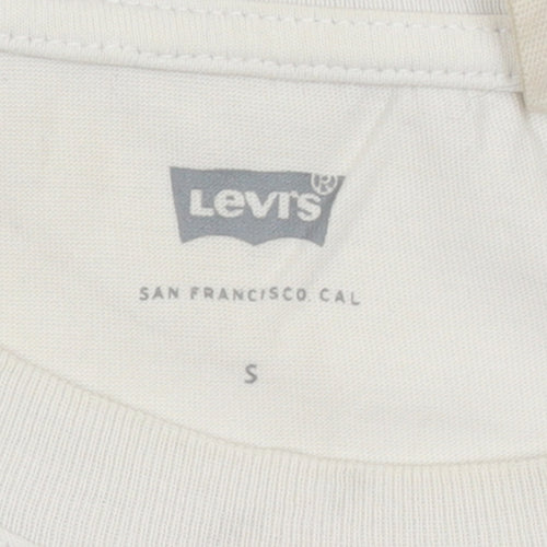 Levi's Women's Ivory Cropped Tank Top S Cotton Sleeveless
