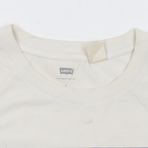 Levi's Women's Ivory Cropped Tank Top S Cotton Sleeveless