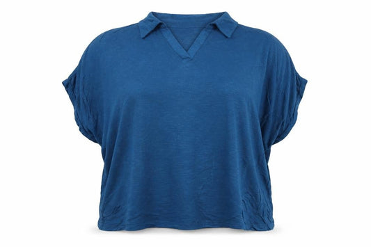 Front view of Regatta Women Blue Relaxed Viscose Short Sleeve Blouse UK 20