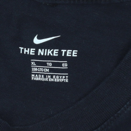 Nike Boys Black XL T-Shirt Short Sleeve Crew Neck Sports Cotton Tee
