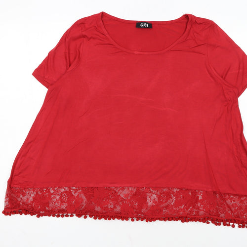 George Women’s Red Lace Hem Short Sleeve T-Shirt UK 14