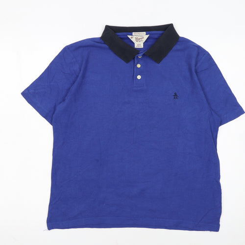 Original Penguin Men's Blue Slim Fit Cotton Polo Shirt Size S