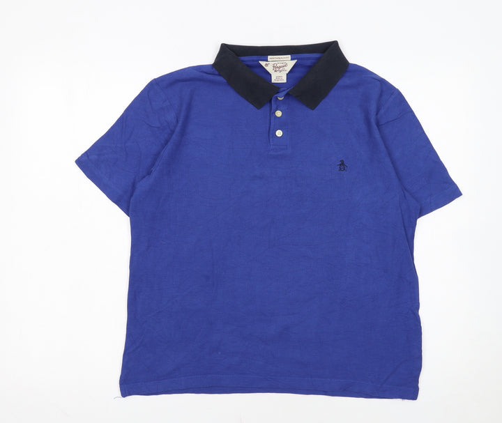 Original Penguin Men's Blue Slim Fit Cotton Polo Shirt Size S