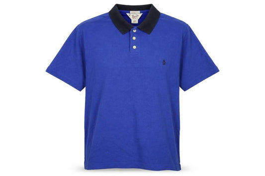Front view of Original Penguin Men's Blue Slim Fit Cotton Polo Shirt, size S