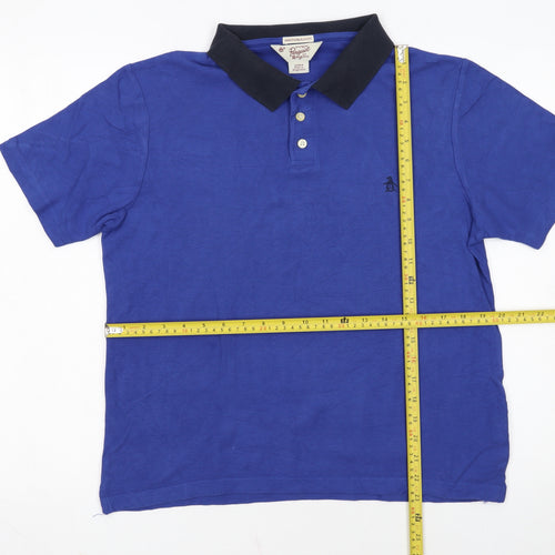 Original Penguin Men's Blue Slim Fit Cotton Polo Shirt Size S