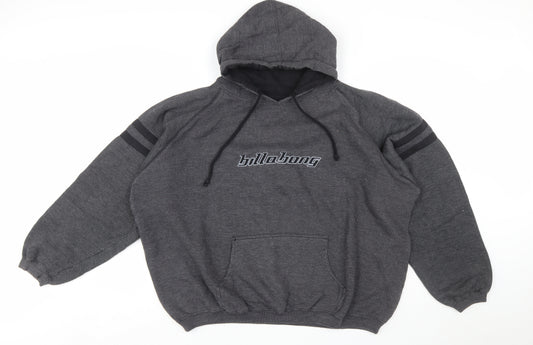 Billabong Men's Grey Pullover Hoodie Size L Hooded Sweatshirt