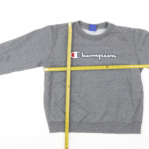 Champion Womens Grey Medium Pullover Sweatshirt Logo Crew Neck Cotton Blend