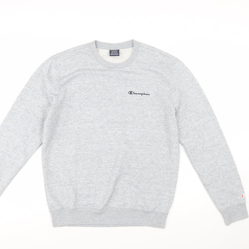 Champion Men Grey Crew Neck Pullover Sweatshirt Medium