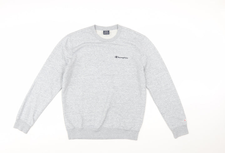 Champion Men Grey Crew Neck Pullover Sweatshirt Medium