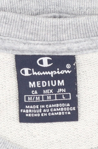 Champion Men Grey Crew Neck Pullover Sweatshirt Medium