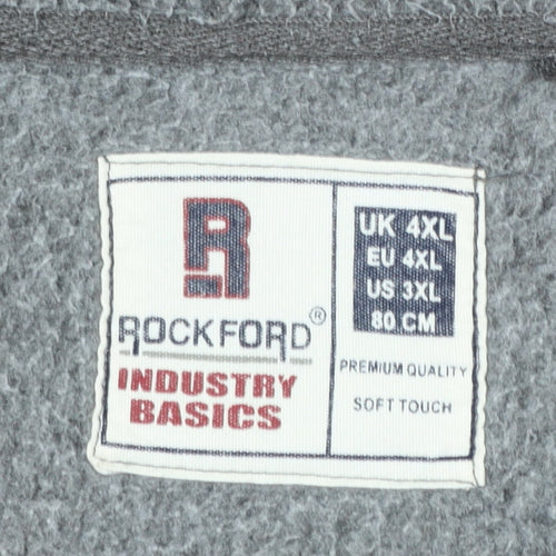 Rockford Mens Grey Full Zip Hoodie 4XL Big & Tall Fleece Sweatshirt