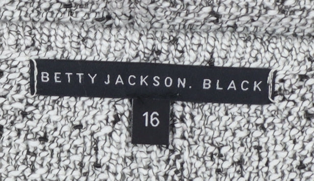 Betty Jackson Black Womens Grey Knit Pullover Jumper Size 16