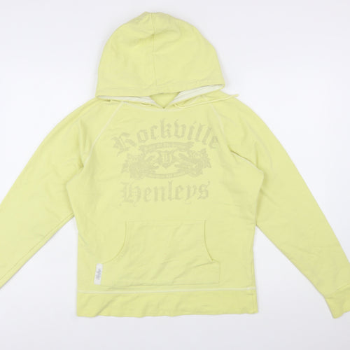 Henleys Womens Yellow Pullover Hoodie Size 2 Cotton Blend