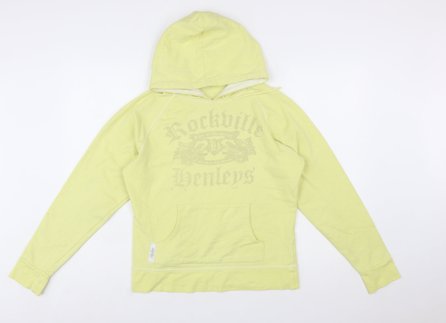 Henleys Womens Yellow Pullover Hoodie Size 2 Cotton Blend