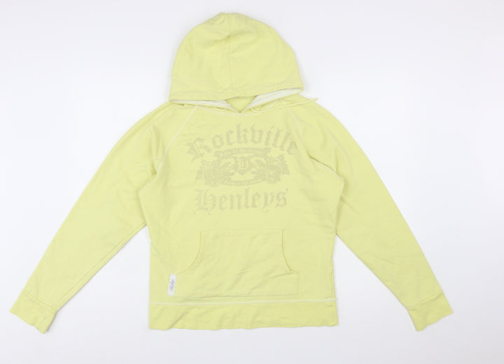 Henleys Womens Yellow Pullover Hoodie Size 2 Cotton Blend
