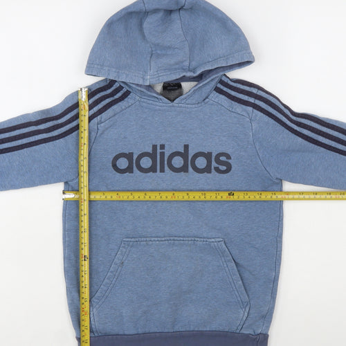 Adidas Boys Blue Pullover Hoodie 9-10 Years Sports Fleece Sweatshirt