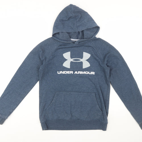 Under Armour Boys Blue Pullover Hoodie YXL Loose Fit ColdGear Sweatshirt