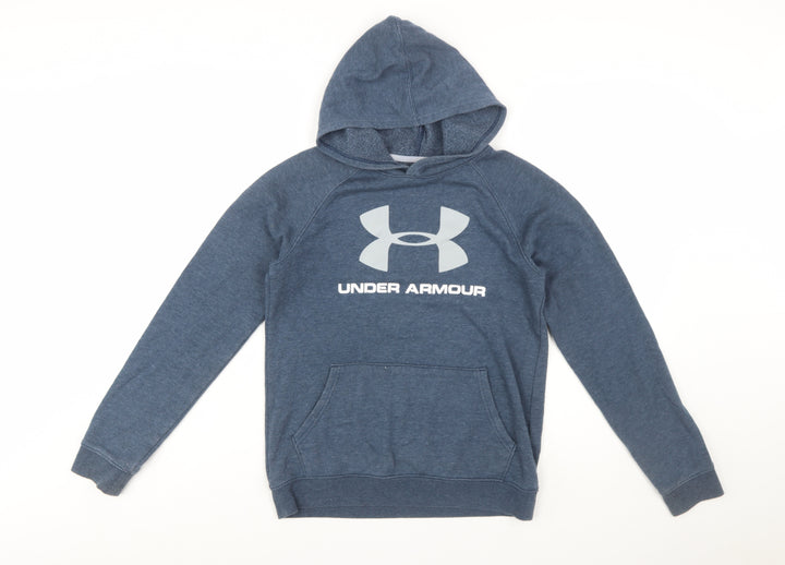 Under Armour Boys Blue Pullover Hoodie YXL Loose Fit ColdGear Sweatshirt
