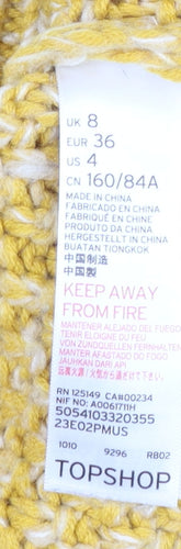 Topshop Women's Yellow Chunky-Knit Mock Neck Jumper Size 8