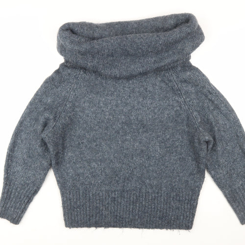 H&M Women Grey Cowl Neck Knitted Pullover Jumper Size M
