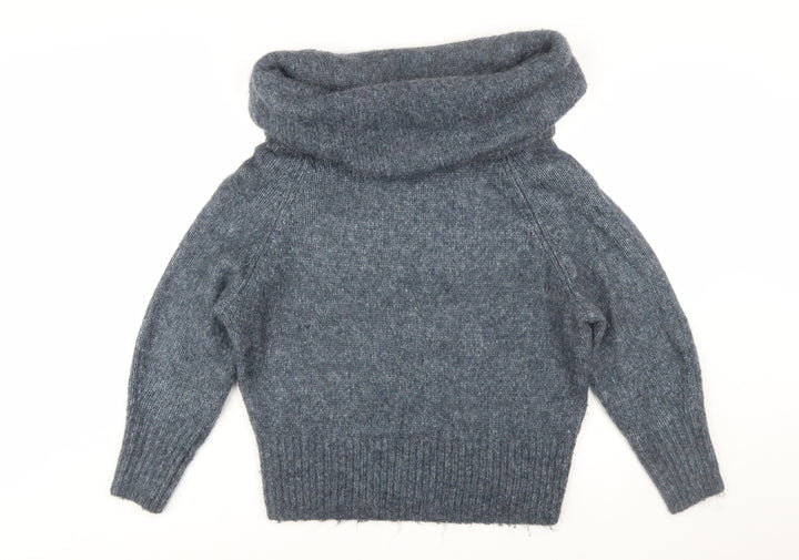 H&M Women Grey Cowl Neck Knitted Pullover Jumper Size M