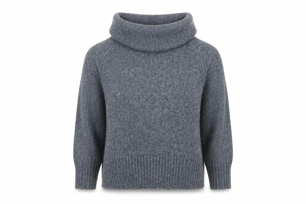 Front view of H&M Women Grey Cowl Neck Knitted jumper, size M