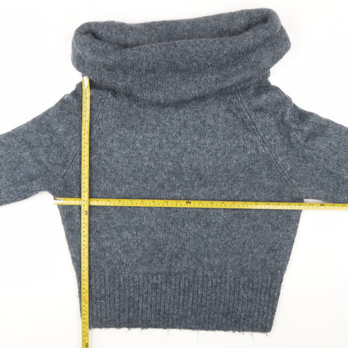 H&M Women Grey Cowl Neck Knitted Pullover Jumper Size M