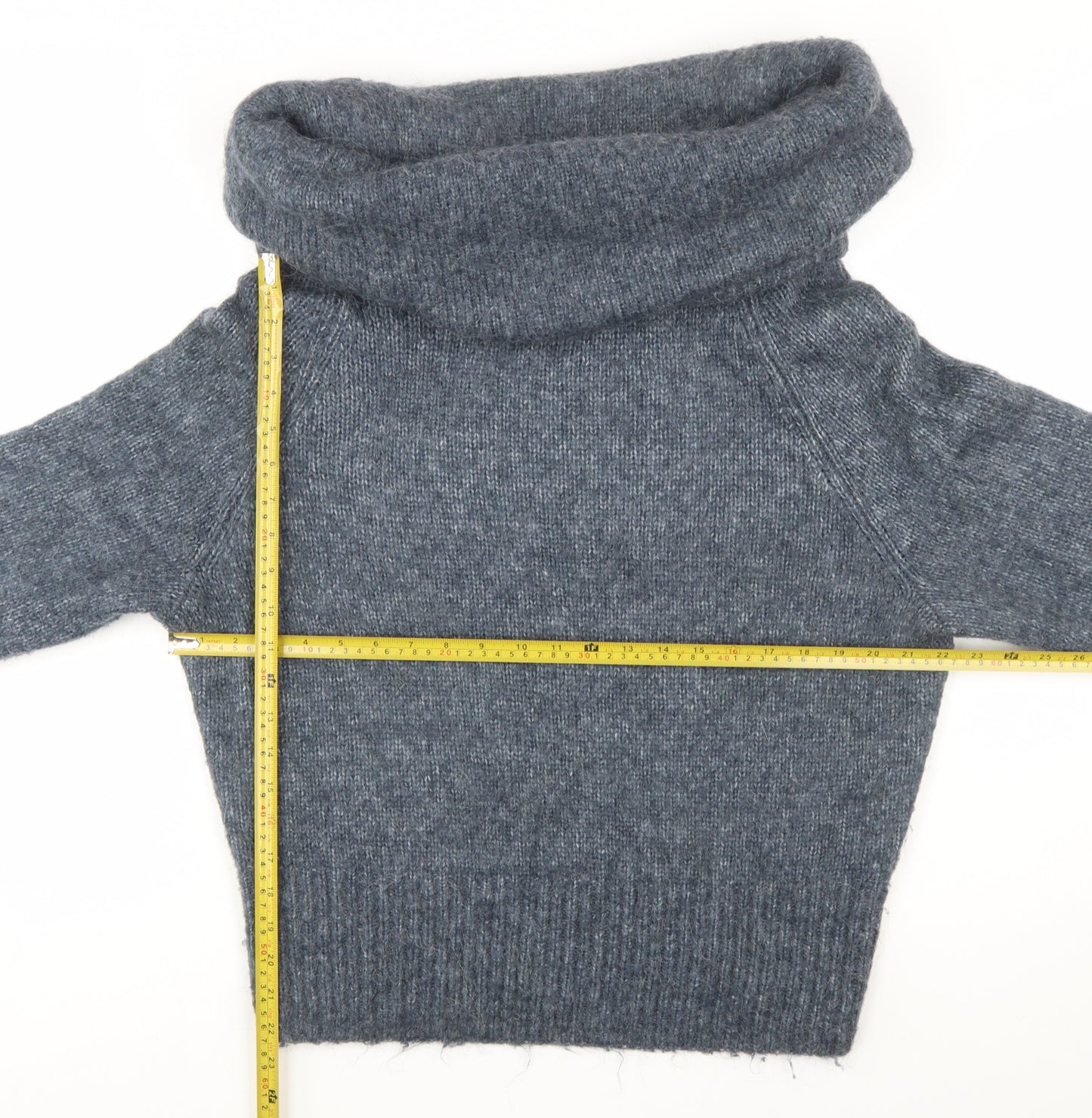 H&M Women Grey Cowl Neck Knitted Pullover Jumper Size M