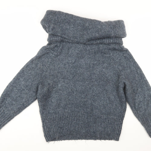 H&M Women Grey Cowl Neck Knitted Pullover Jumper Size M