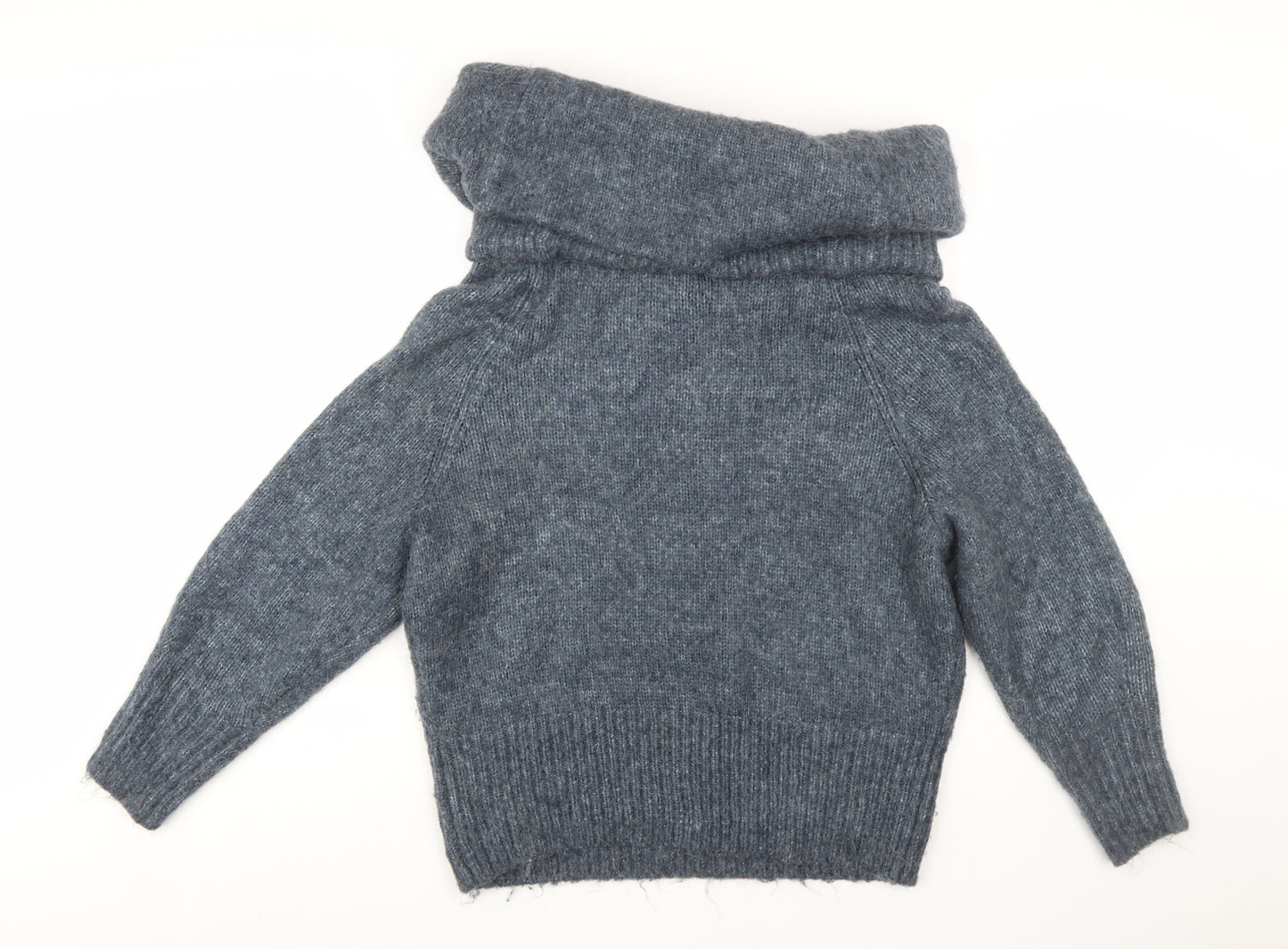 H&M Women Grey Cowl Neck Knitted Pullover Jumper Size M