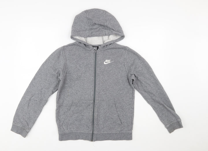Nike Boys Grey Full Zip Hoodie L 147-158cm Cotton Blend
