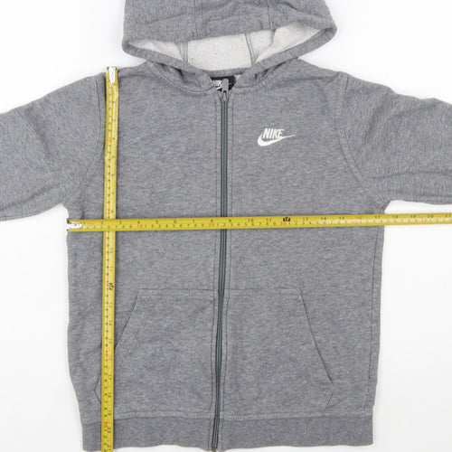 Nike Boys Grey Full Zip Hoodie L 147-158cm Cotton Blend