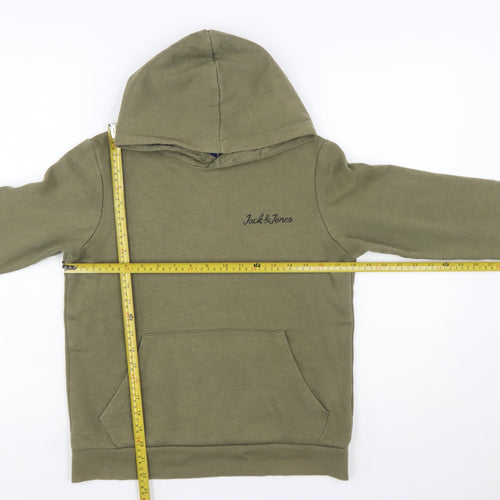 Jack & Jones Boys Green Pullover Hoodie Size 164 Cotton Blend Casual